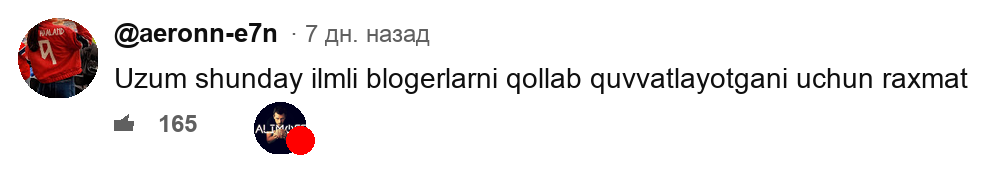 Комментарий под выпуском Alimoff